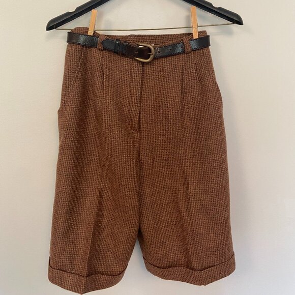 Brown Tweed Women's Bermuda Shorts - Vintage - Picture 1 of 4